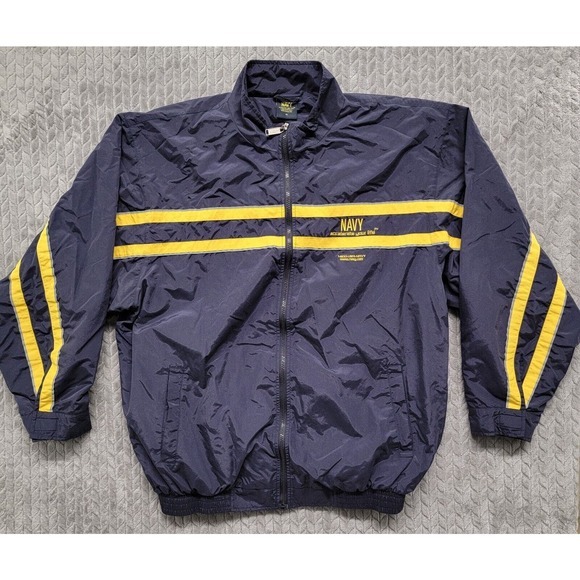 US NAVY‎ Full Zip Windbreaker Jacket Size XL Accelerate Your Life Blue Yellow - Picture 1 of 10